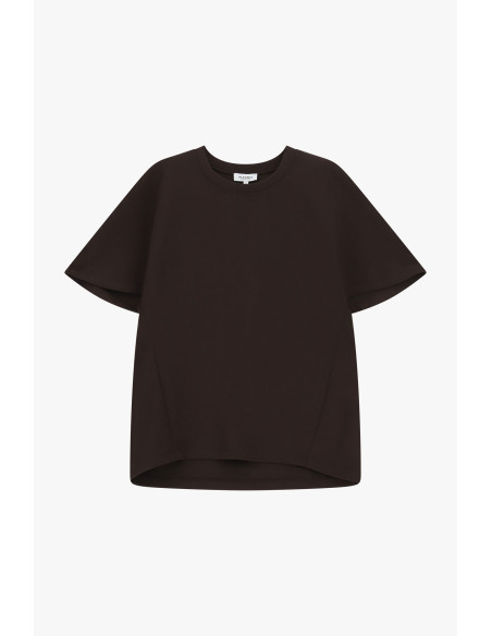Short-Sleeve Straight-Cut Sweater Please - Brown