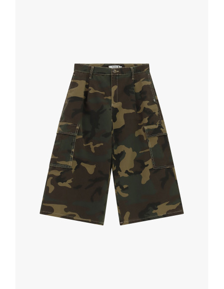 Camouflage Print Cargo Bermuda Shorts with Side Pockets Please