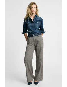 Pantaloni Palazzo Con Fantasia A Quadri E Vita Alta Please