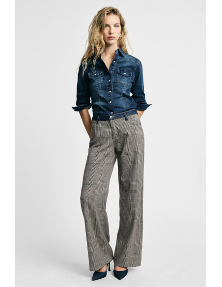 Pantalon palazzo à carreaux et taille haute Please