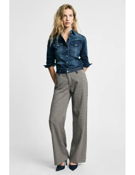 Pantaloni Palazzo Con Fantasia A Quadri E Vita Alta Please