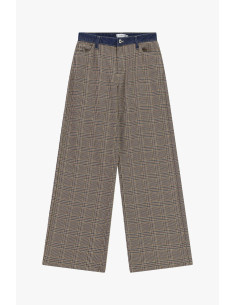 Pantalon palazzo à carreaux et taille haute Please 2