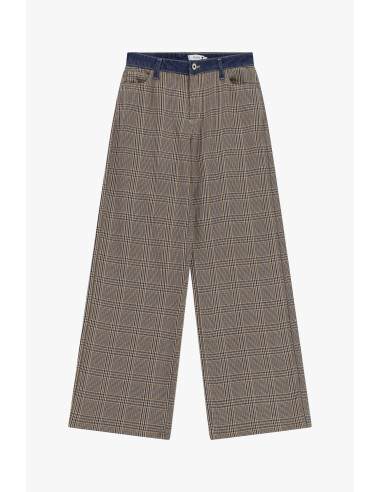 Pantalon palazzo à carreaux et taille haute Please