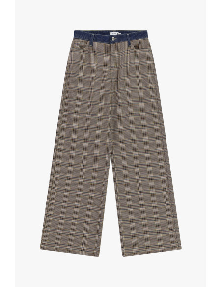 Pantalon palazzo à carreaux et taille haute Please