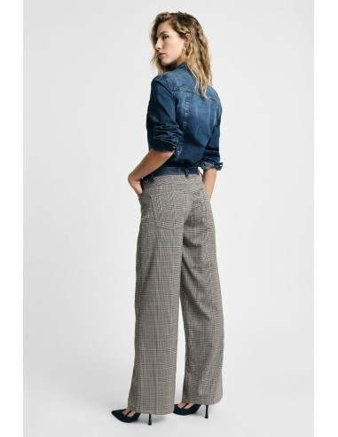 Pantalon palazzo à carreaux et taille haute Please