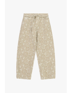 Wide-Leg Trousers with Floral Pattern and Belt Please