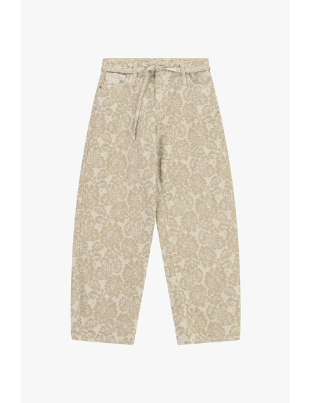 Wide-Leg Trousers with Floral Pattern and Belt Please