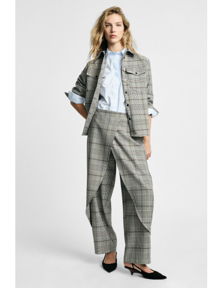 Palazzo Trousers with Checkered Pattern and Layered Details Please
