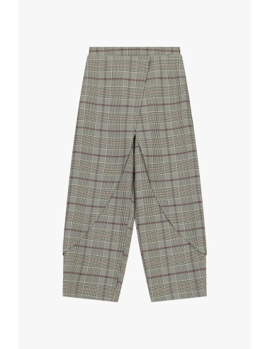 Palazzo Trousers with Checkered Pattern and Layered Details Please