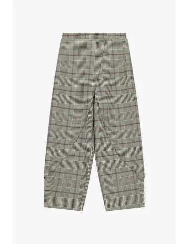 Pantalon palazzo à motif à carreaux et détails superposés Please