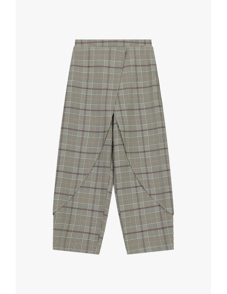 Palazzo Trousers with Checkered Pattern and Layered Details Please