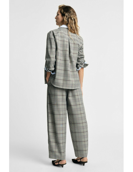 Palazzo Trousers with Checkered Pattern and Layered Details Please