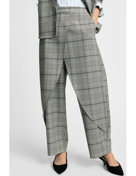 Palazzo Trousers with Checkered Pattern and Layered Details Please