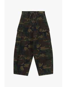 Wide Cargo Trousers with Camouflage Print Please