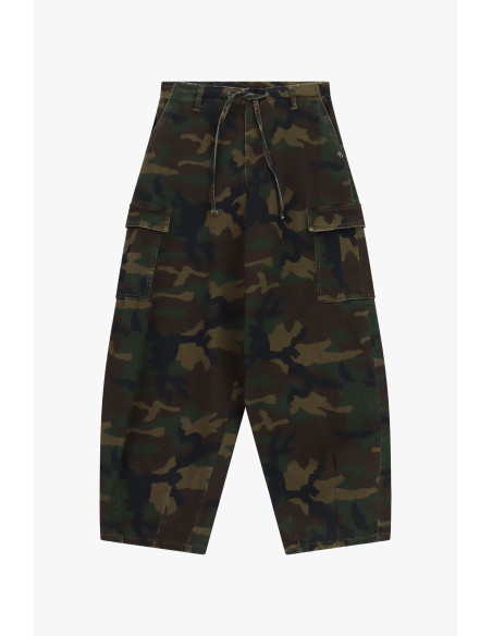 Wide Cargo Trousers with Camouflage Print Please