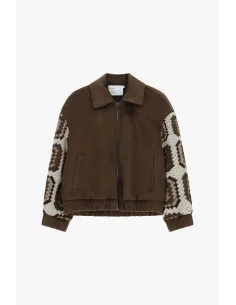 Bomber Jacket with Braided-Effect Sleeves and Zip Please 2
