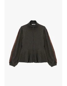 Bomber Jacket with Zip and Sequin Details on the Sleeves Please