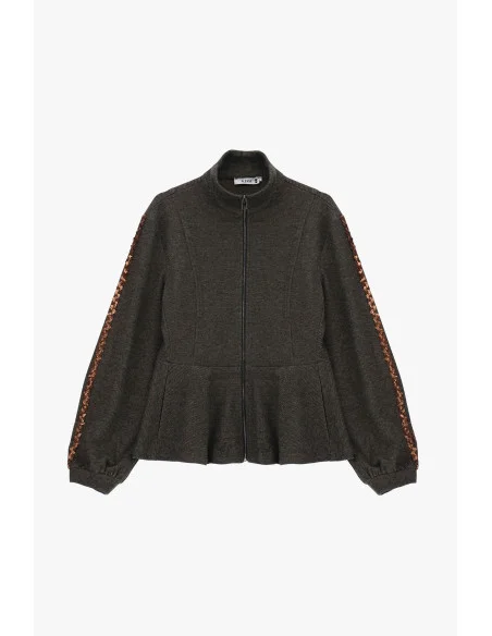Bomber Jacket with Zip and Sequin Details on the Sleeves Please