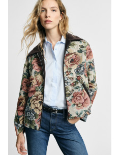 Blouson bomber à motif floral avec fermeture éclair Please