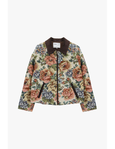 Blouson bomber à motif floral avec fermeture éclair Please