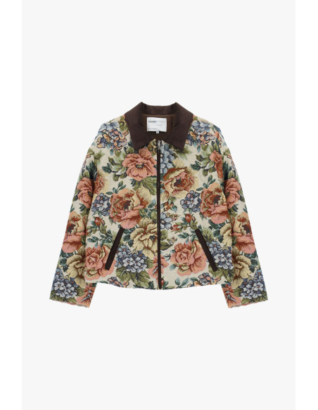 Blouson bomber à motif floral avec fermeture éclair Please