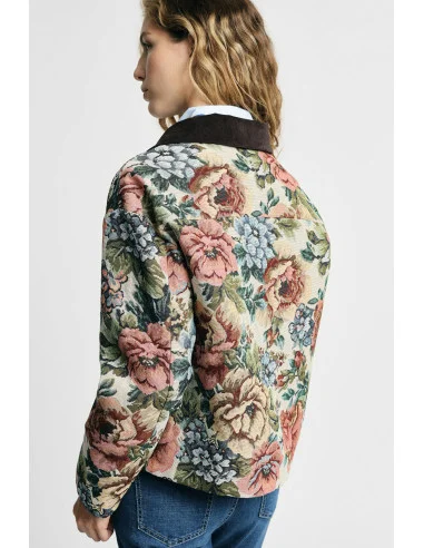 Floral Print Bomber Jacket with Zip Please