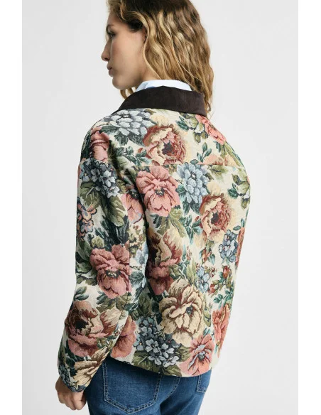 Floral Print Bomber Jacket with Zip Please