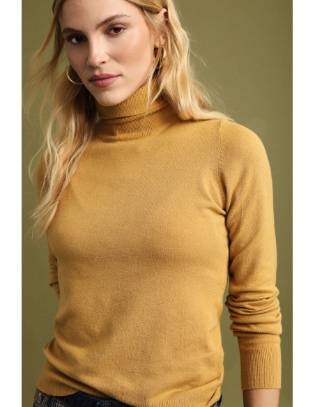 Maglione Dolcevita Regular-Fit Con Bordo A Costine Please - Senape