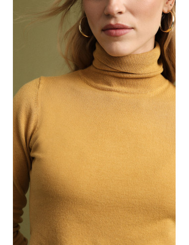 Maglione Dolcevita Regular-Fit Con Bordo A Costine Please - Senape