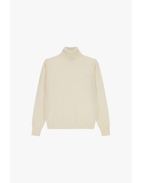 Maglione Dolcevita Regular-Fit Con Bordo A Costine Please - Crema