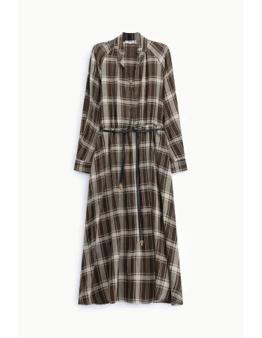 Robe longue à carreaux avec ceinture réglable Please