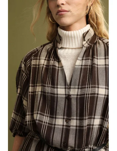 Long Checked Dress with Adjustable Belt Please