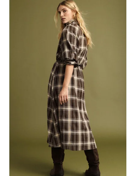 Robe longue à carreaux avec ceinture réglable Please