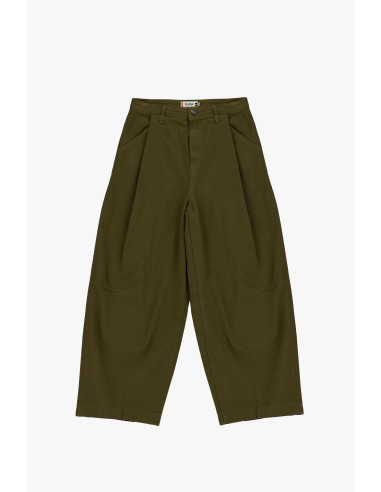 High-Waisted Palazzo Trousers with Pleats Please - Khaki