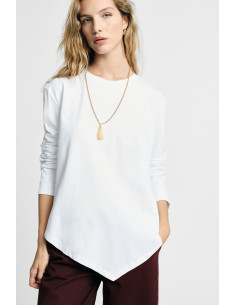 T-Shirt Manica Lunga Con Orlo Asimmetrico Please