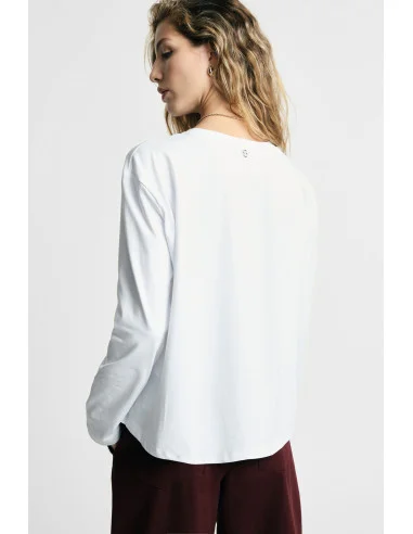 T-shirt à manches longues avec ourlet asymétrique Please