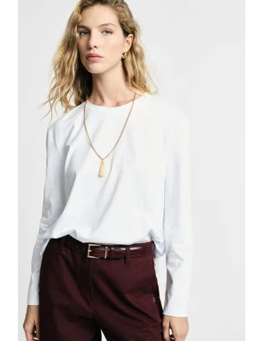 T-Shirt Manica Lunga Con Orlo Asimmetrico Please