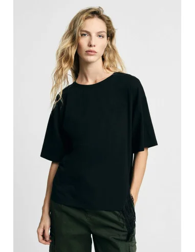 T-Shirt A Maniche Corte Con Frange Laterali Please
