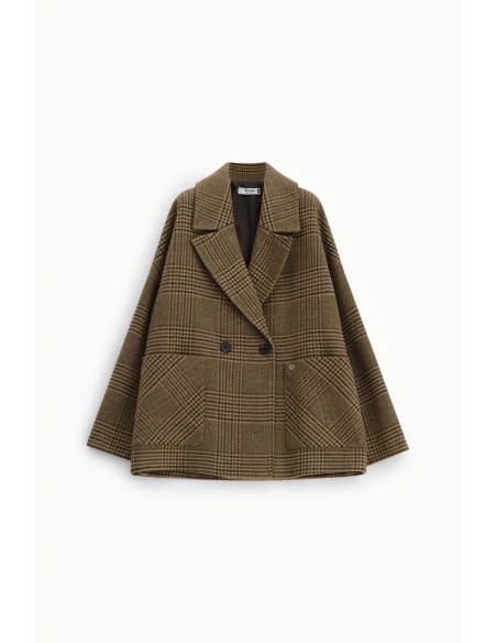 Veste-chemise oversize à carreaux avec fermeture croisée Please - Vert