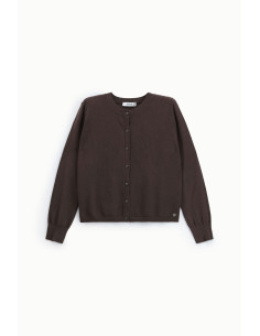 Cardigan Girocollo Con Maniche Lunghe E Bottoni Please - Marrone 2