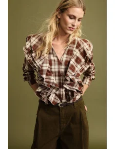 Checked Blouse With Front Ruffles Please