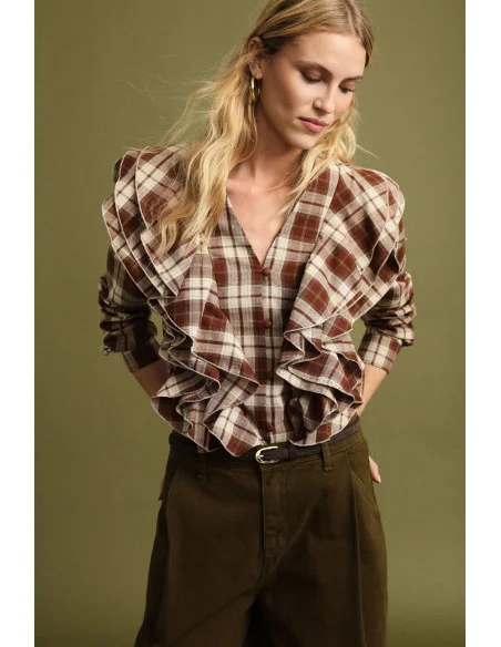 Camicia A Quadri Con Rouches Frontali Please