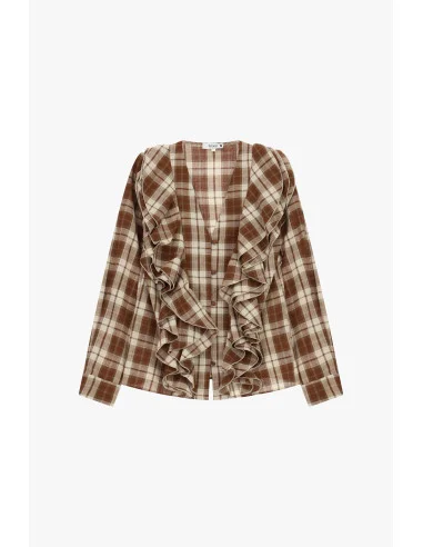 Checked Blouse With Front Ruffles Please