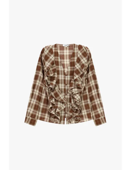 Checked Blouse With Front Ruffles Please