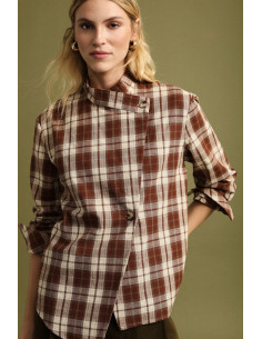Please Asymmetrical-Fastening Checked Shirt - Vestiti Firmati Life ...
