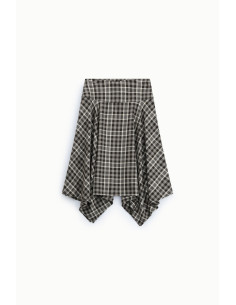 Jupe midi asymétrique à carreaux taille haute Please 2