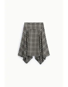 Jupe midi asymétrique à carreaux taille haute Please 2