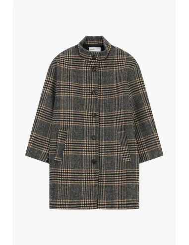Checkered Coat with Buttons and Side Pockets Please