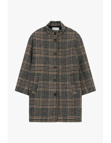 Manteau à carreaux avec boutons et poches latérales Please