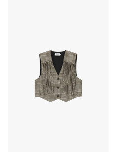 Checked Waistcoat with Fringing and Button Fastening Please - Vesti... 2